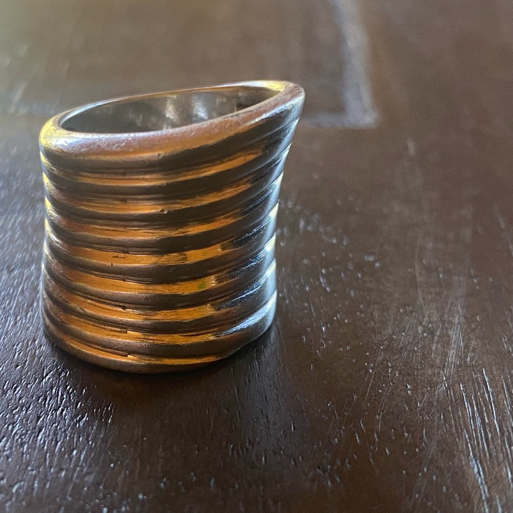 Solid  chunky wide sterling silver ring.